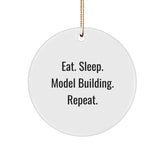 Model Building Fun, Gifts from Men for Model Building Friends, Eat. Sleep. Model Building. Repeat. Circle Ornament, Christmas Unique Gifts - Image 1